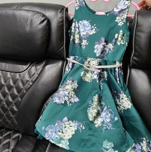 Floral Green Kids Dress Size 10-12